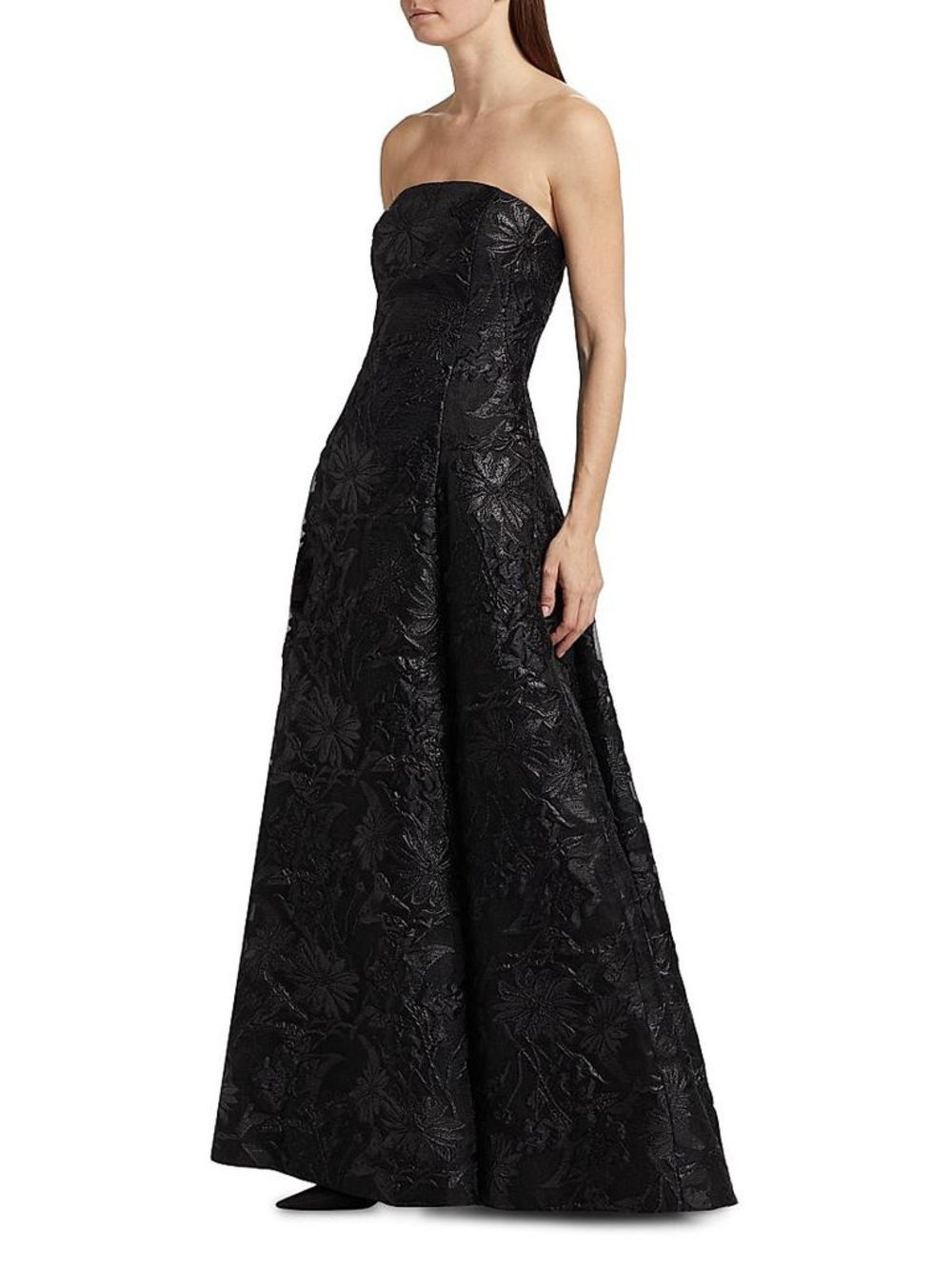 As It May Severine Strapless Black Floral Jacquard Evening Dress